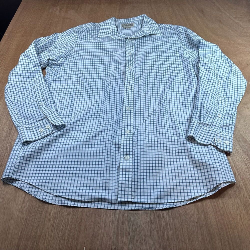 Duluth Trading Co Button Down Shirt XL Tall Blue Gray Plaid Cotton Work